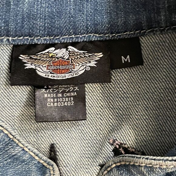 Harley-Davidson Jacket‎ Denim Full Zip Embroidered Womens M - Picture 5 of 11